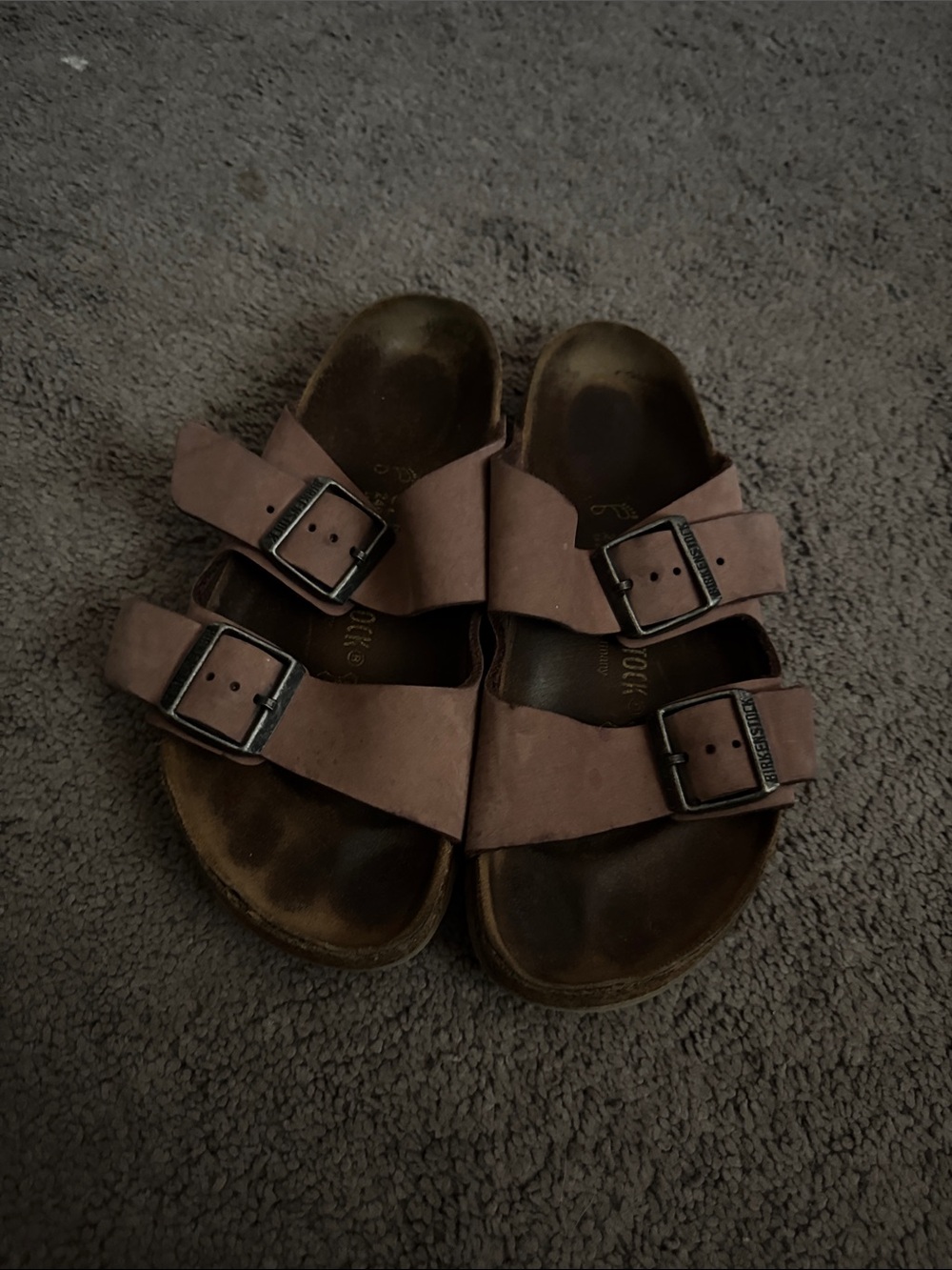Birkenstock Dual Strap Sandals in light pink Suede